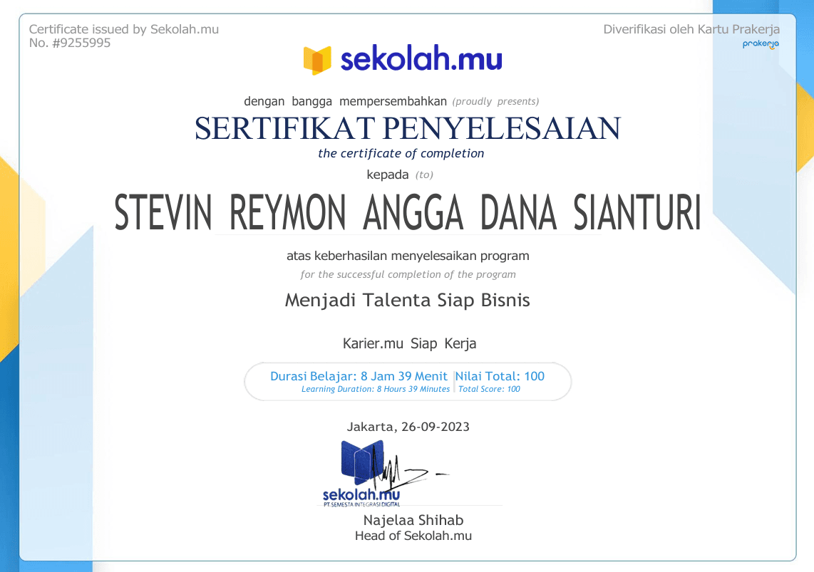 Sertifikat Siap Bisnis